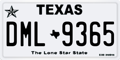 TX license plate DML9365