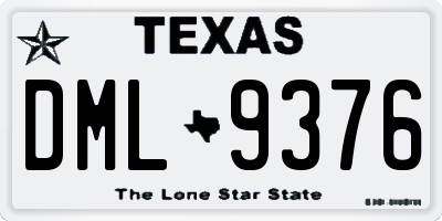 TX license plate DML9376