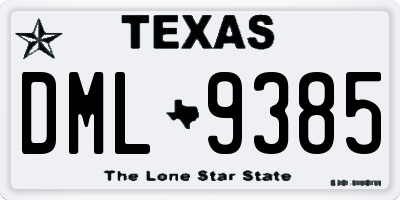 TX license plate DML9385