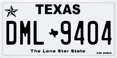TX license plate DML9404