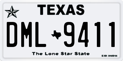 TX license plate DML9411