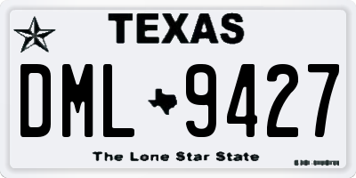 TX license plate DML9427