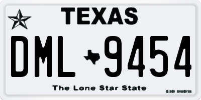 TX license plate DML9454