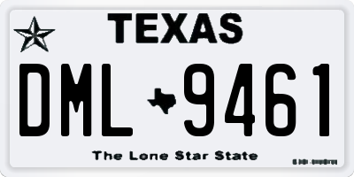 TX license plate DML9461