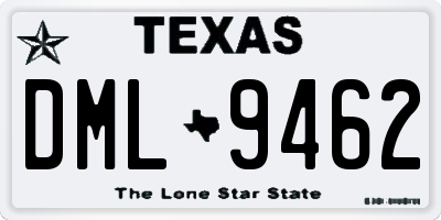 TX license plate DML9462