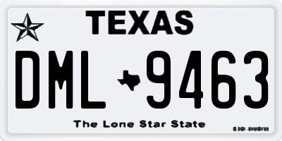 TX license plate DML9463