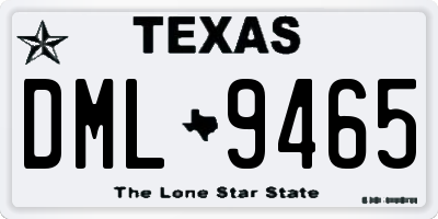 TX license plate DML9465