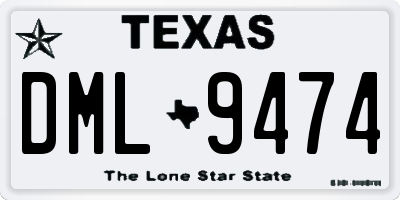 TX license plate DML9474