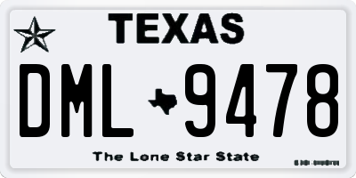 TX license plate DML9478