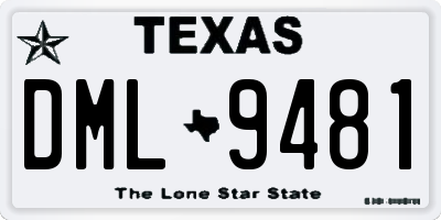 TX license plate DML9481