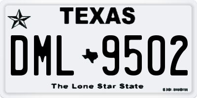 TX license plate DML9502