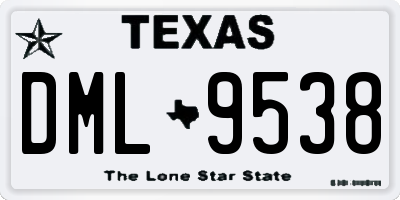 TX license plate DML9538