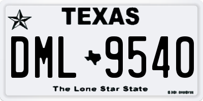 TX license plate DML9540