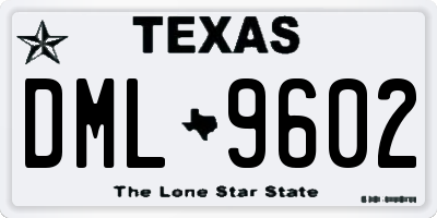 TX license plate DML9602