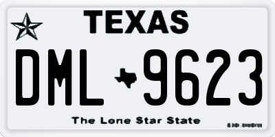 TX license plate DML9623