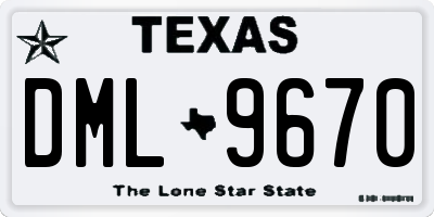 TX license plate DML9670