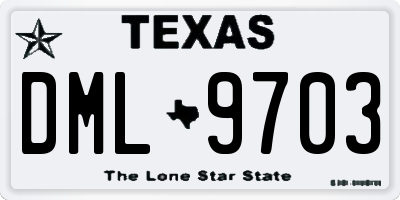 TX license plate DML9703