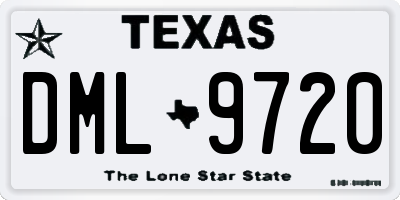 TX license plate DML9720