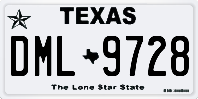TX license plate DML9728