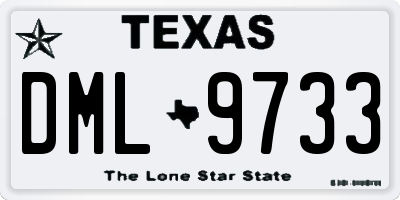 TX license plate DML9733