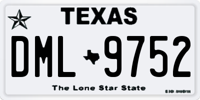 TX license plate DML9752