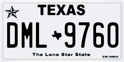 TX license plate DML9760
