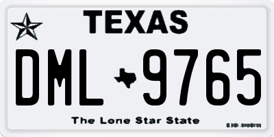 TX license plate DML9765