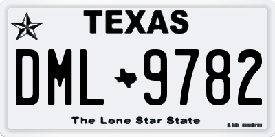 TX license plate DML9782