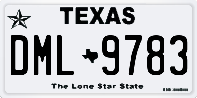 TX license plate DML9783