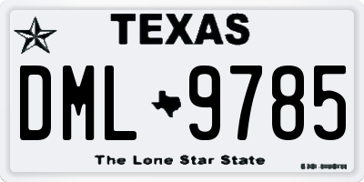 TX license plate DML9785