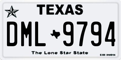 TX license plate DML9794