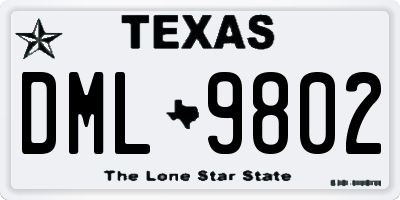 TX license plate DML9802