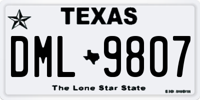TX license plate DML9807