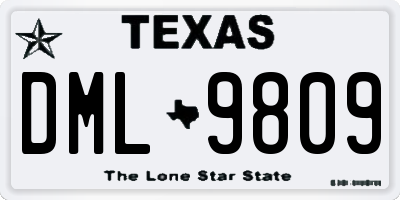 TX license plate DML9809
