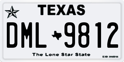 TX license plate DML9812