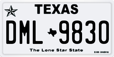 TX license plate DML9830