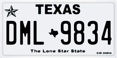 TX license plate DML9834