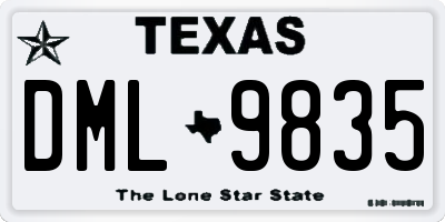 TX license plate DML9835