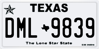 TX license plate DML9839