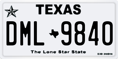 TX license plate DML9840
