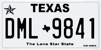 TX license plate DML9841