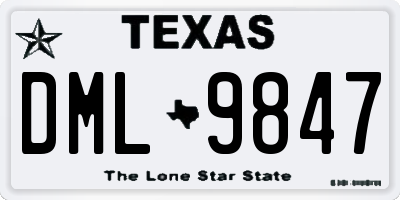 TX license plate DML9847