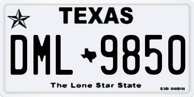 TX license plate DML9850