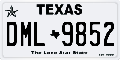 TX license plate DML9852