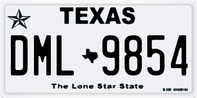 TX license plate DML9854