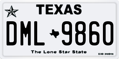 TX license plate DML9860