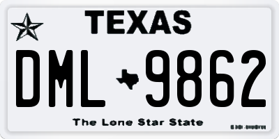 TX license plate DML9862