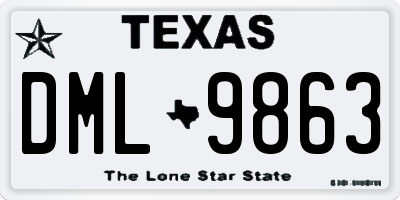 TX license plate DML9863