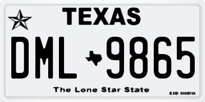 TX license plate DML9865