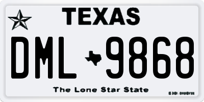 TX license plate DML9868